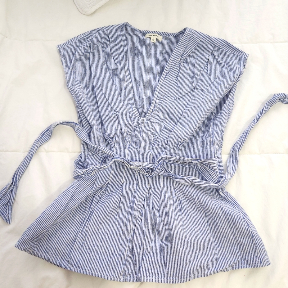 Max Studio Cotton Linen Blend Top Size M